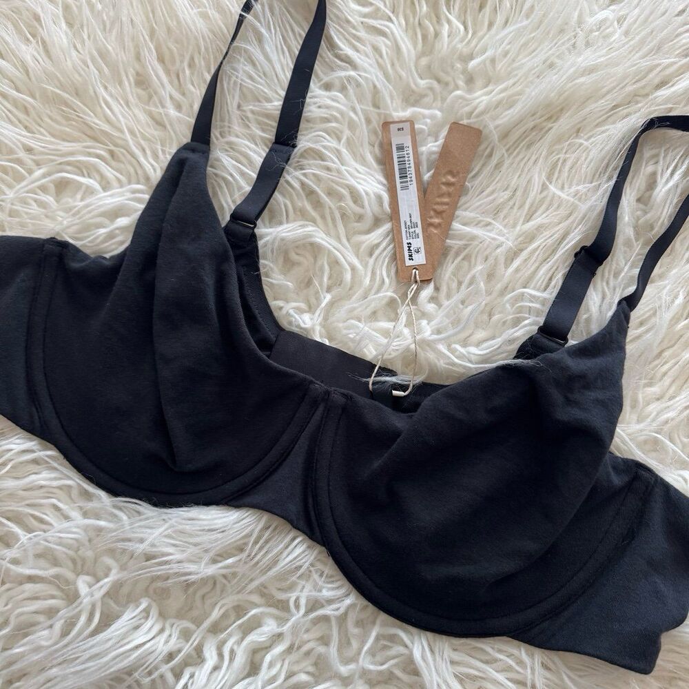 Skims Cotton Jersey T-shirt Bra Soot Size 38DD - Picture 4 of 7